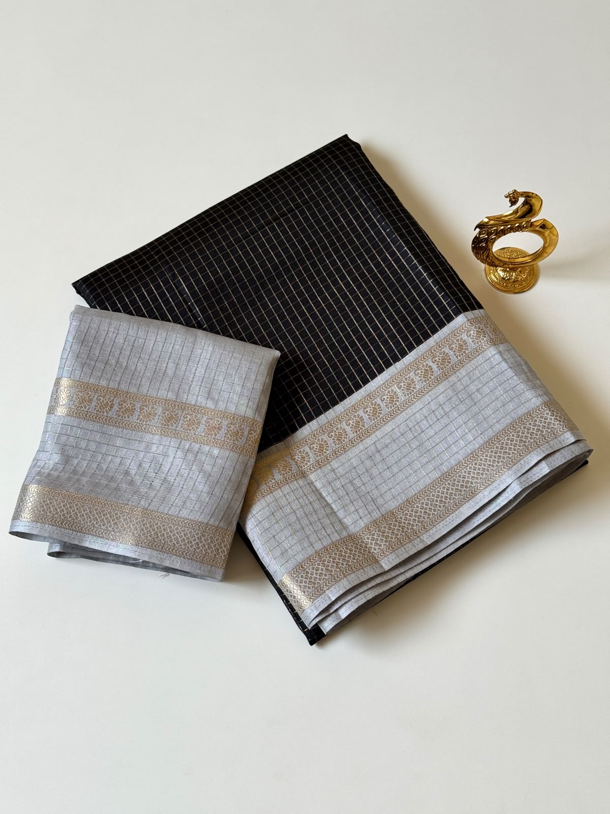 Pure Tussar Base Checks Saree